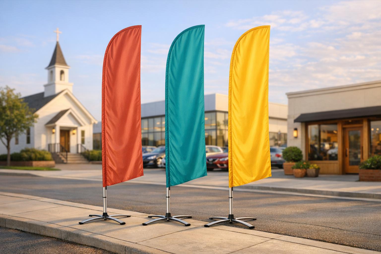 Where to Buy Custom Feather Flags for Churches, Car Dealerships, and Retail Stores